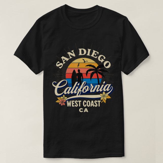 Camiseta San Diego California Beach Surf Summer Vacation Vi (Diseño del anverso)