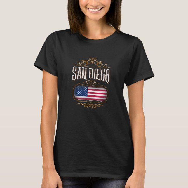 Camiseta SAN DIEGO California con bandera de los Estados Un (Anverso)