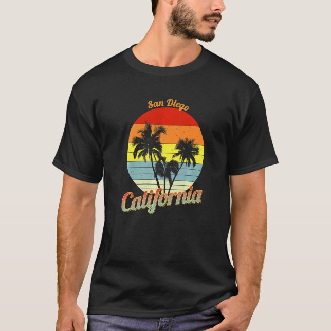 Camiseta San Diego California Retro Tropical Palm Trees Vac (Anverso)