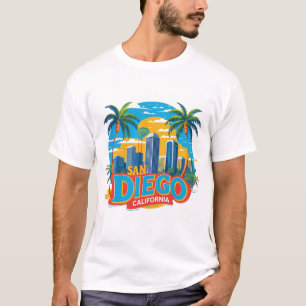 Camiseta San Diego California Skyline-Modern Cityscape Art
