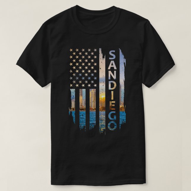 Camiseta San Diego California Summer Sunset American Flag P (Diseño del anverso)