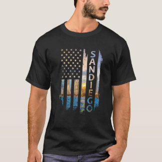 Camiseta San Diego California Summer Sunset American Flag P