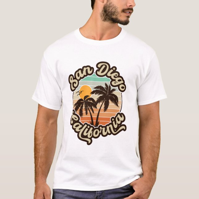 Camiseta San Diego California Sunset Palm Trees Souvenirs (Anverso)