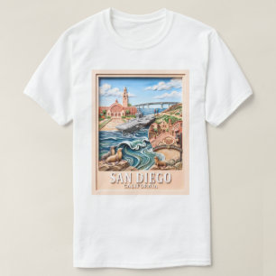 Camiseta San Diego California Viajes Monumentos 3D Texturiz