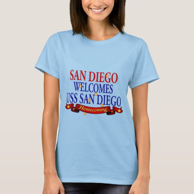 Camiseta San Diego da la bienvenida al USS San Diego (Anverso)