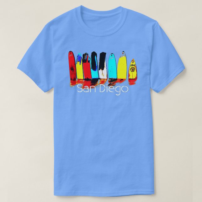 Camiseta San Diego Retro Surfboard Hombres, Mujeres, Niños (Diseño del anverso)