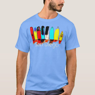 Camiseta San Diego Retro Surfboard Hombres, Mujeres, Niños