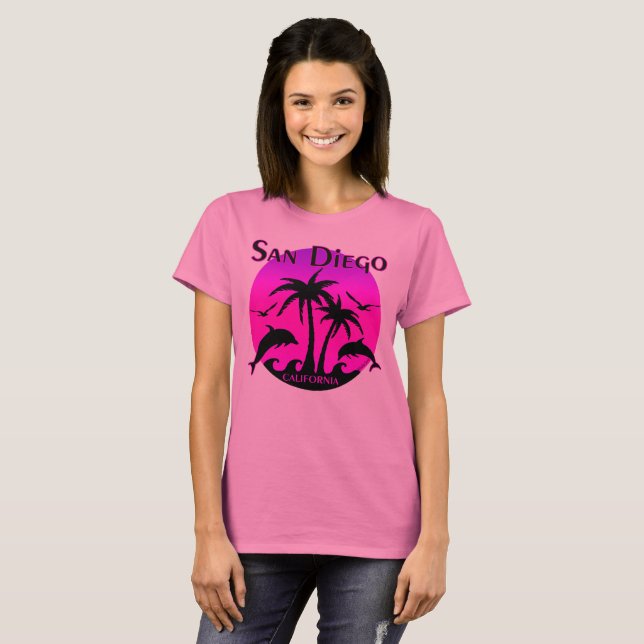 Camiseta San Diego, rosa fuerte de CA (Anverso completo)