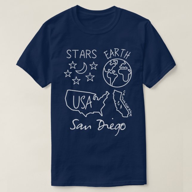 Camiseta San Diego Stars Earth USA California White Text an (Diseño del anverso)