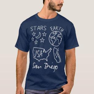 Camiseta San Diego Stars Earth USA California White Text an