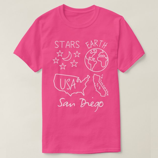 Camiseta San Diego Stars Earth USA California White Text an (Diseño del anverso)
