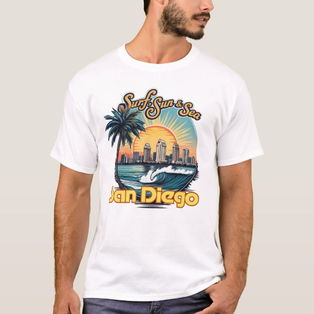 Camiseta San Diego, "Surf, Sun & Sea" (Anverso)