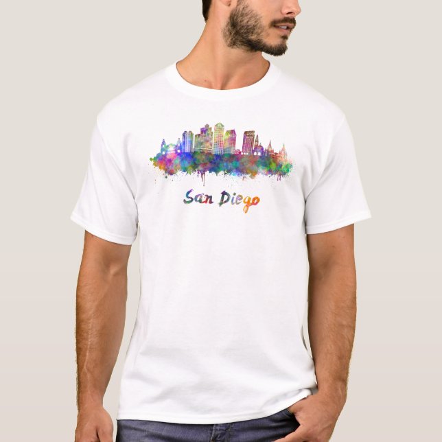 Camiseta San Diego V2 skyline in watercolor (Anverso)