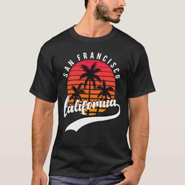 Camiseta San Francisco, California Atardecer Retro Hombre (Anverso)