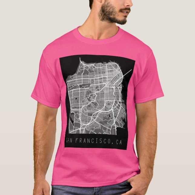 Camiseta San Francisco California CA city map black and whi (Anverso)