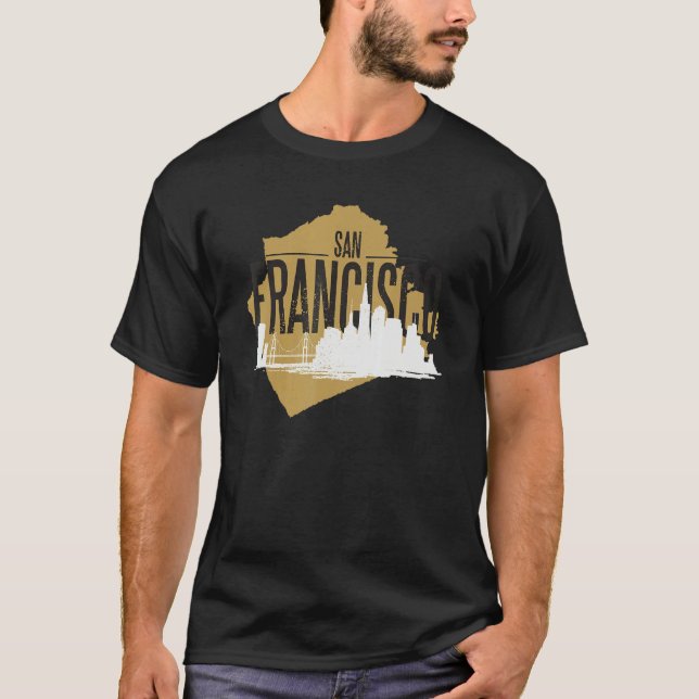Camiseta San Francisco California Skyline Silhouette Outlin (Anverso)