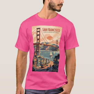 Camiseta San Francisco California Skyline Travel Art Vintag