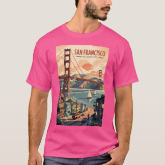 Camiseta San Francisco California Skyline Travel Art Vintag