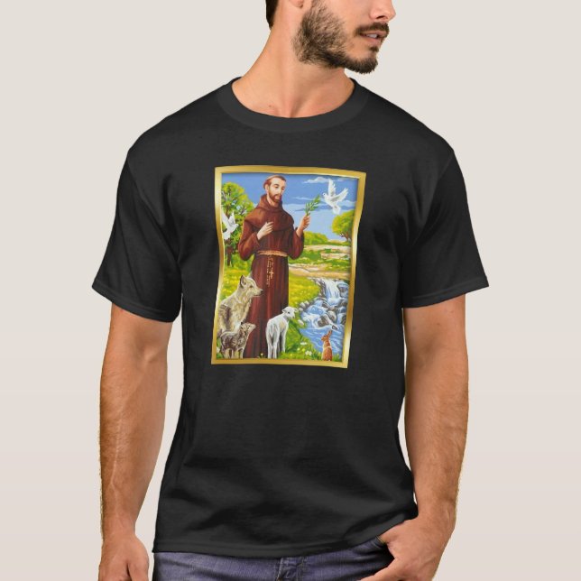 Camiseta San Francisco De Asís Patrono De Animales Católico (Anverso)