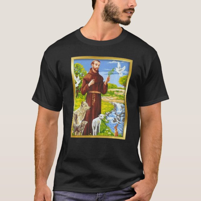 Camiseta San Francisco De Asís Patrono De Animales Católico (Anverso)