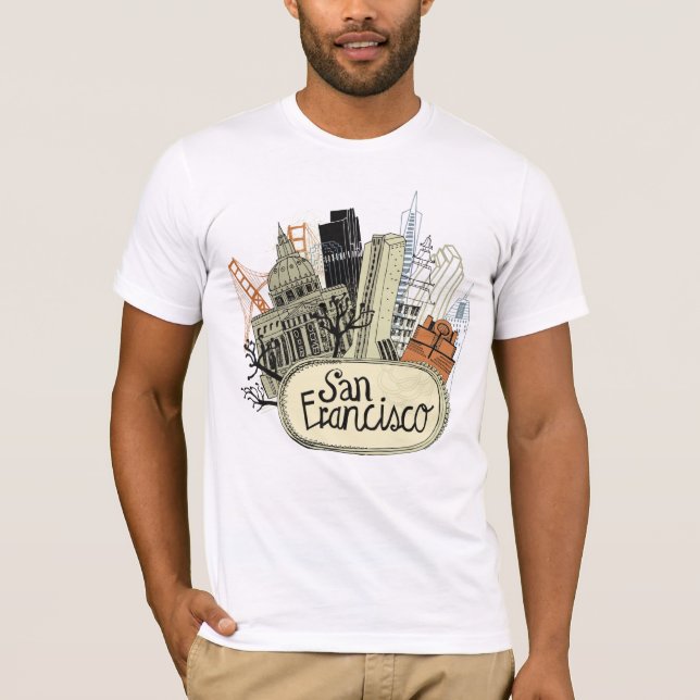 Camiseta San Francisco dibujado mano (Anverso)