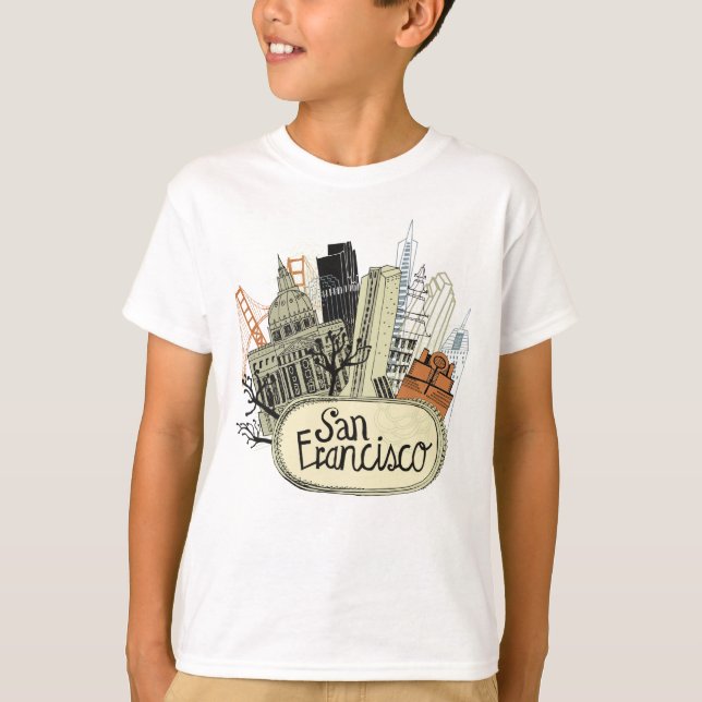 Camiseta San Francisco dibujado mano (Anverso)