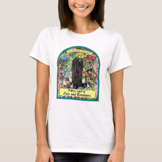 Camiseta San Gertrude de Nivelles patrón santo de gatos