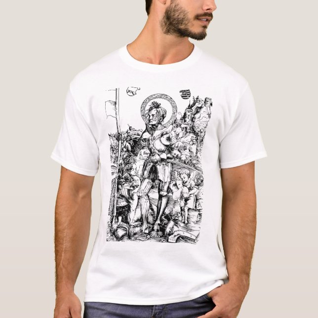Camiseta San Jorge de pie con dos ángeles (Anverso)