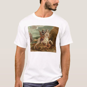 Camiseta San Jorge que mata el dragón, (aceite en el panel)
