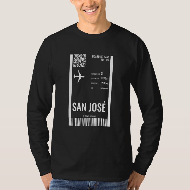 Camiseta San Jose Costa Rica Boarding Pass Airline Ticket T (Anverso)