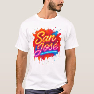 Camiseta San José Retro Neon Script Street Art Splash