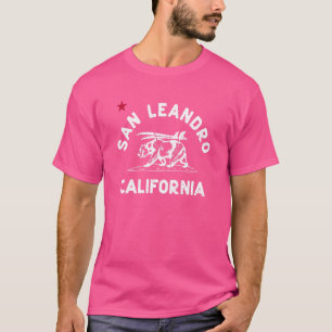 Camiseta San Leandro California Beach Flag Bear Surf Ca Vin