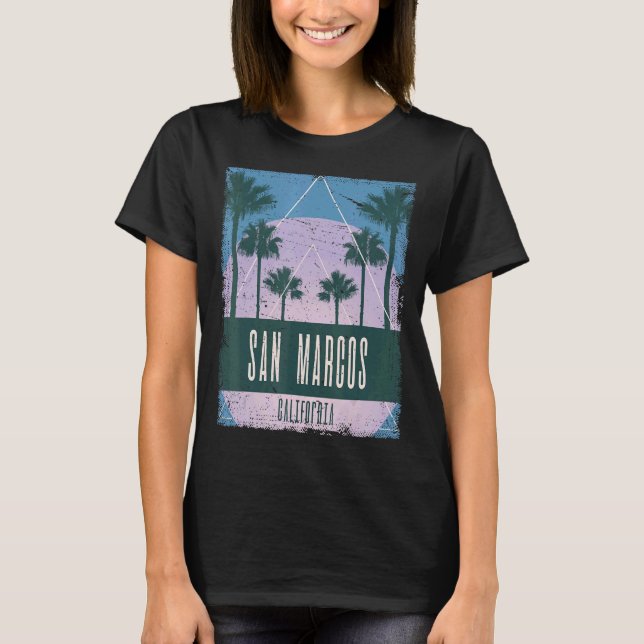 Camiseta San Marcos California CA Vaporwave Retro 8 (Anverso)