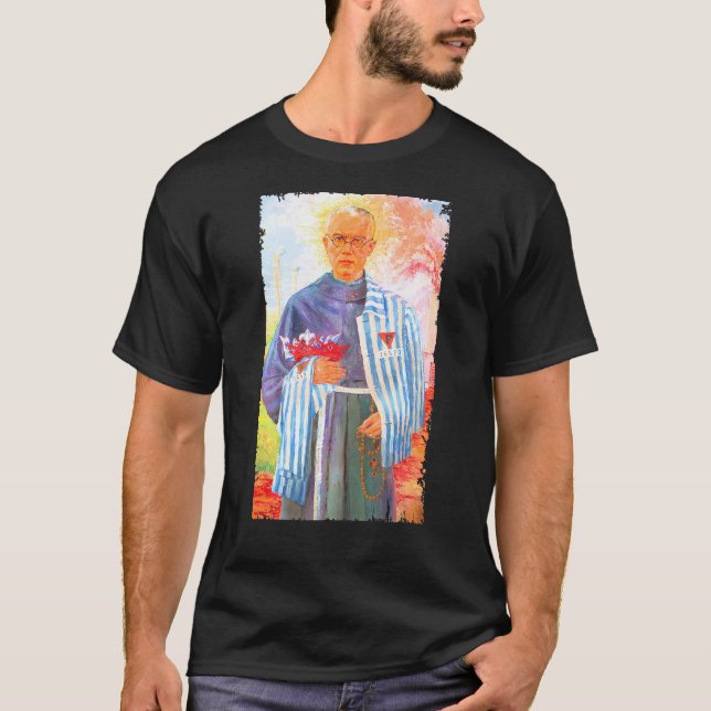 Camiseta San Maximiliano Kolbe Dos Coronas Católicas Saint (Anverso)