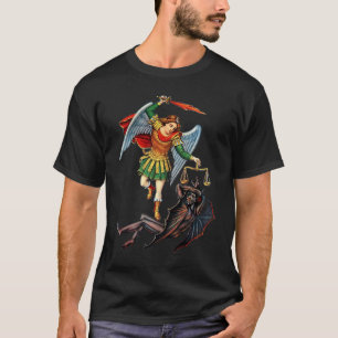 Camiseta San Miguel el Arcángel sacude al diablo católico