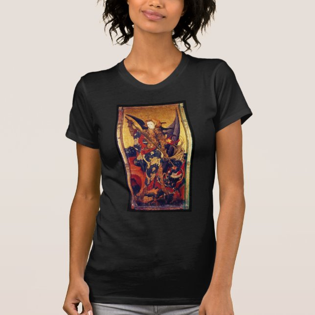 Camiseta San Miguel Vanquishing Devil como caballero mediev (Anverso)