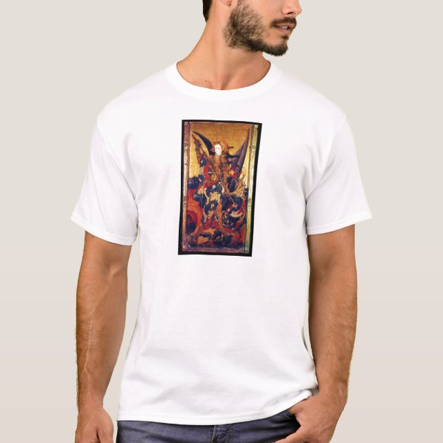 Camiseta San Miguel Vanquishing Devil como caballero mediev (Anverso)