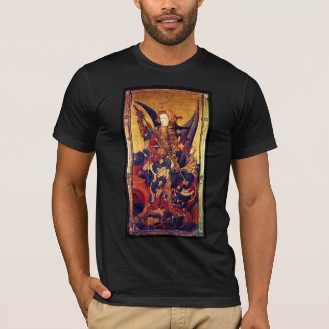 Camiseta San Miguel Vanquishing Devil como caballero mediev (Anverso)