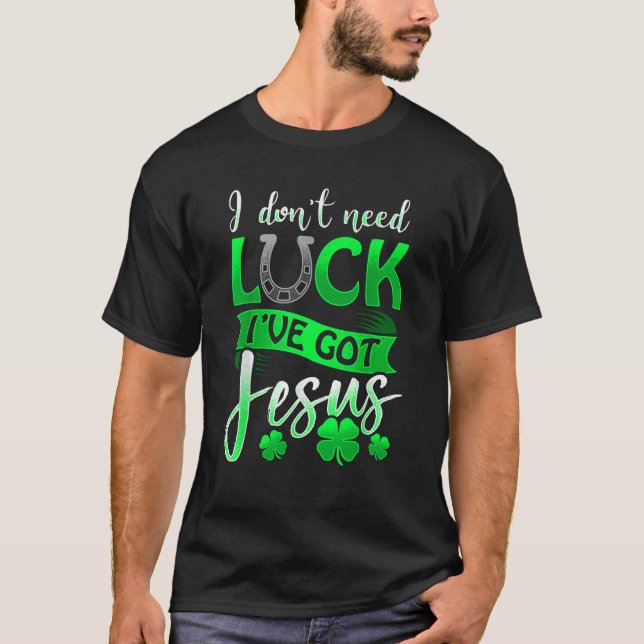 Camiseta San Patricio Día Cristiano Unisex Algodón Negro (Anverso)