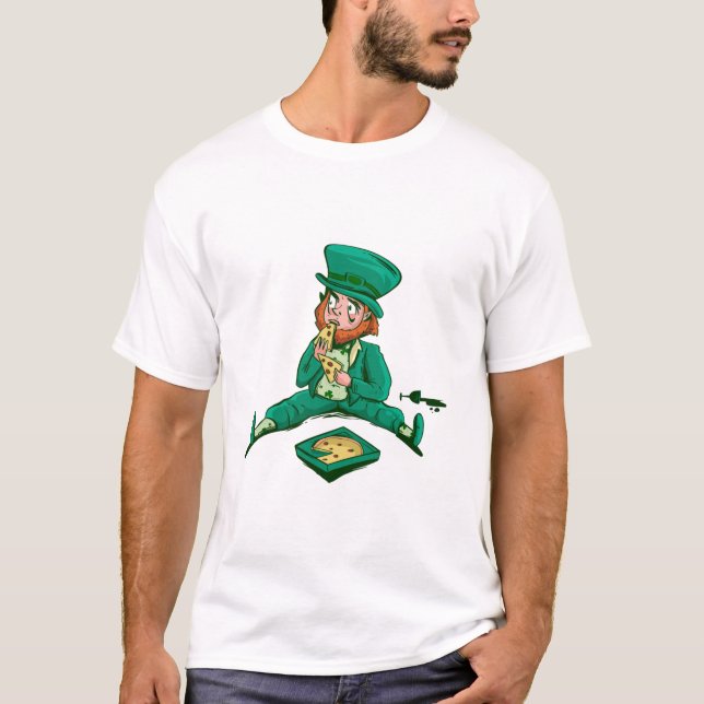 Camiseta san patricus leprechaun pizza (Anverso)