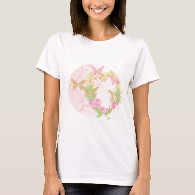 Camiseta San Valentín con flores y mariposas (Anverso)