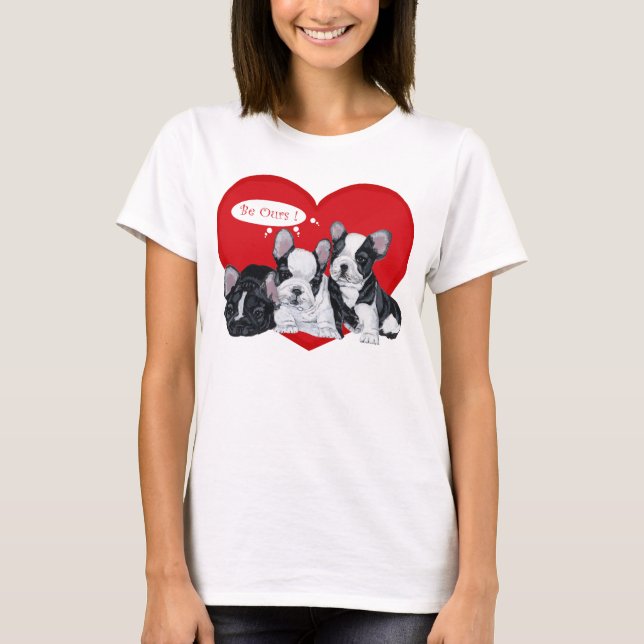 Camiseta San Valentín de Bulldog Francés (Anverso)
