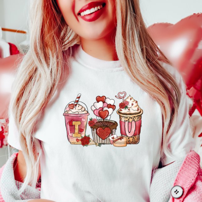 Camiseta San Valentín de café romántico, te amo (Subido por el creador)