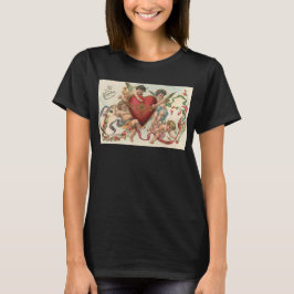 Camiseta San Valentín de época, ángeles victorianos Corazón