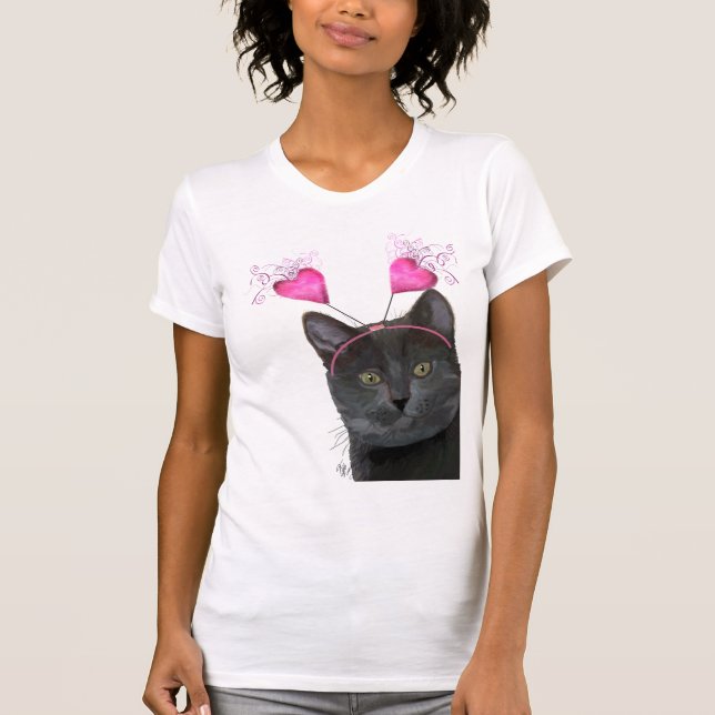 Camiseta San Valentín de gato negro (Anverso)