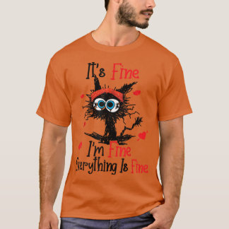 Camiseta San Valentín de gato negro está bien, estoy bien t