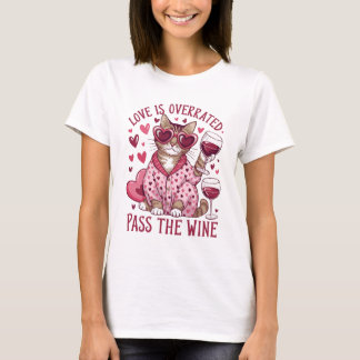 Camiseta San Valentín de gato y vino