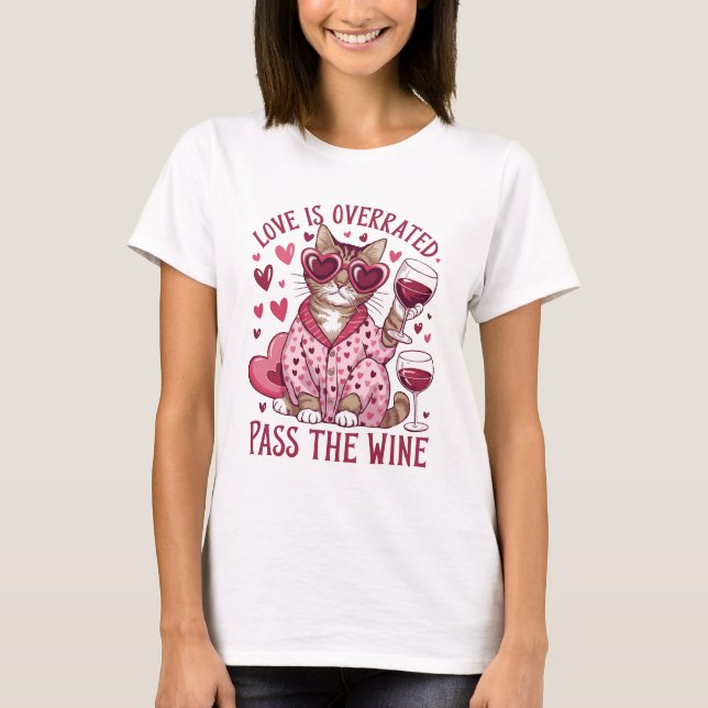 Camiseta San Valentín de gato y vino (Anverso)