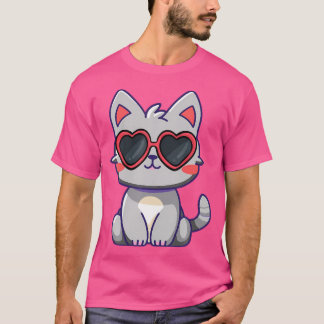 Camiseta San Valentín Gato Gatito Con Gato De Cristal Solar