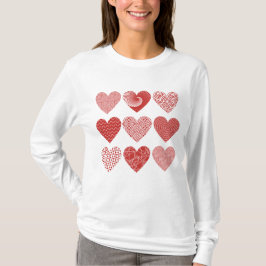 Camiseta San Valentín lindo amor dulce patrón de corazón ro